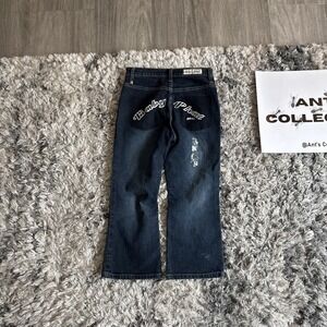 Vintage YOUTH Girls Size 12 Baby Phat Y2K Embroidered Blue Denim Jeans 90's HTF